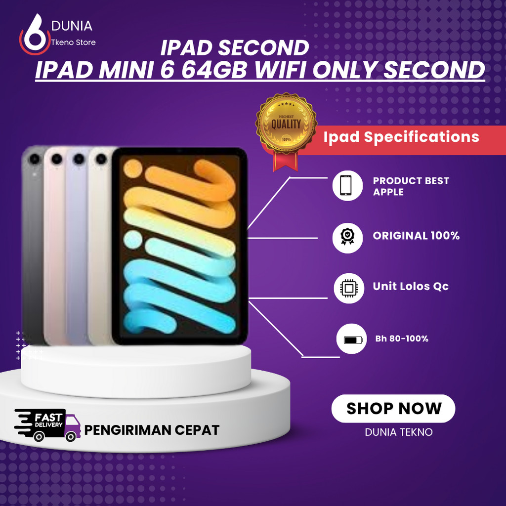 Ipad Mini 6 64GB Wifi Only Second Original