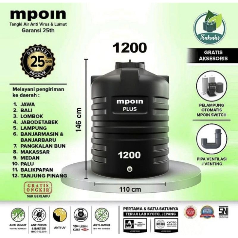 Tandon Air / Toren Air / Tangki Air Mpoin 1200 Liter Invoice