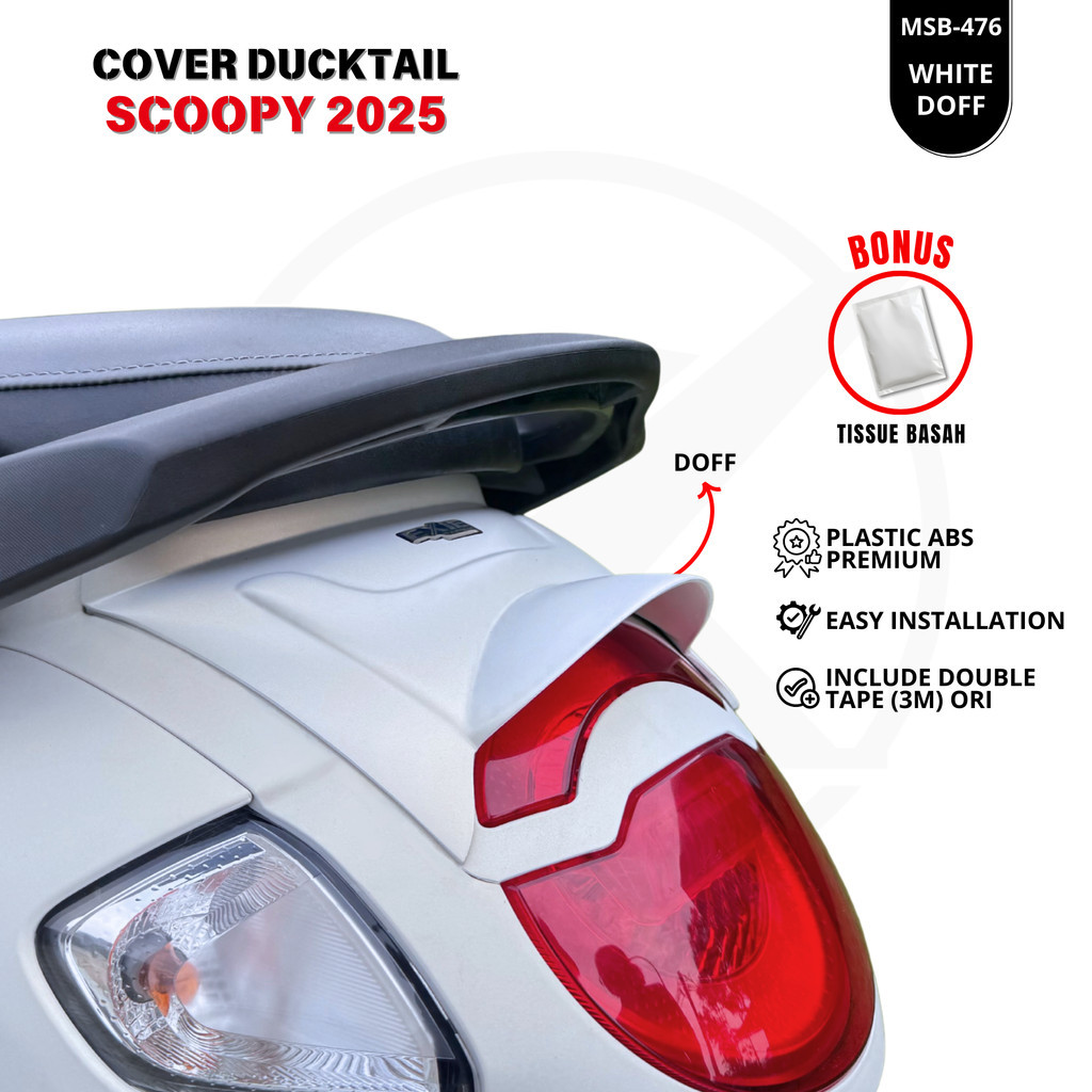 CICISHOP Ducktail Scoopy 2025 New - Cover Topi Lampu Belakang Motor Exie Art