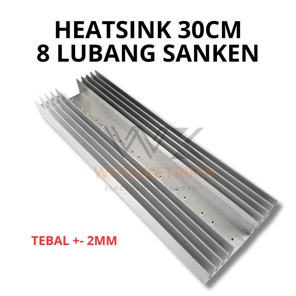 Heatsink 5 Sirip 30cm Pendingin Aluminium Lubang Transistor Sanken