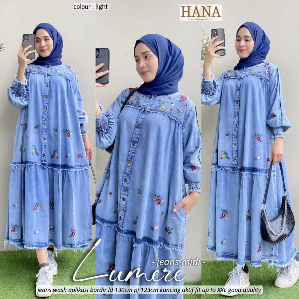 0711    LUMERE JEANS MIDI DRESS by hANA FASHION