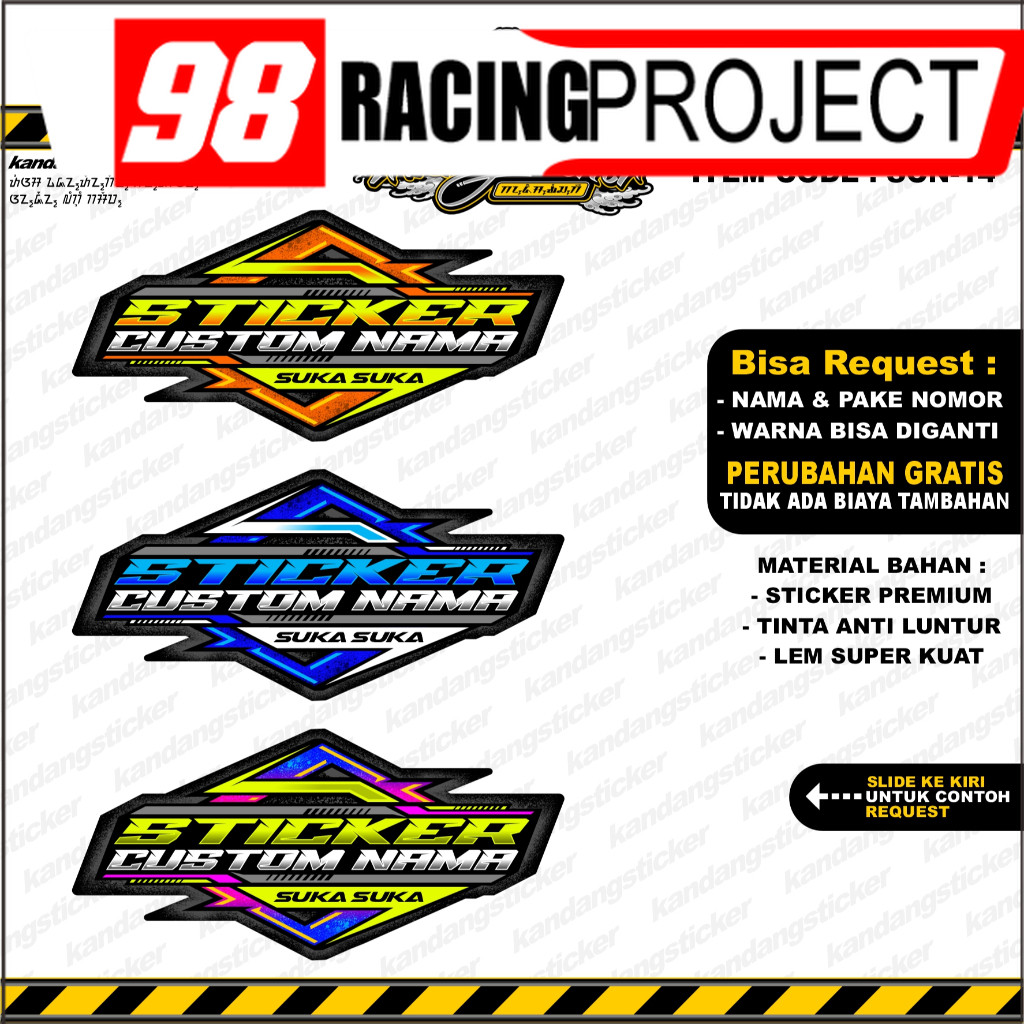 Stiker Racing Custom Satuan Nama Suka Suka Sticker Custom Stiker Timbul Sticker Motor Stiker