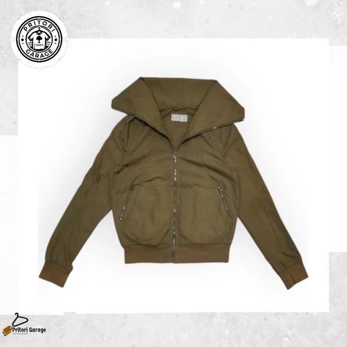 Tactical Utility High Collar Crop Bomber Jacket Zara Green Brown Army Color Vintage S