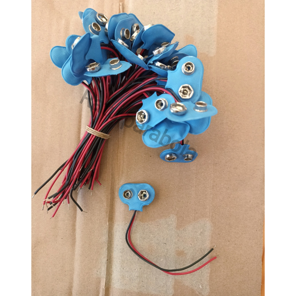 Kancing soket baterai 9V konektor baterai kotak 9 volt