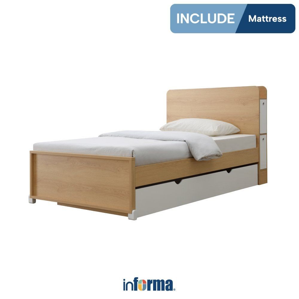 Informa Alea Set Tempat Tidur Sorong Anak - Putih Oak Bed Perabot Tidur Furniture Kamar Tidur Dipan 