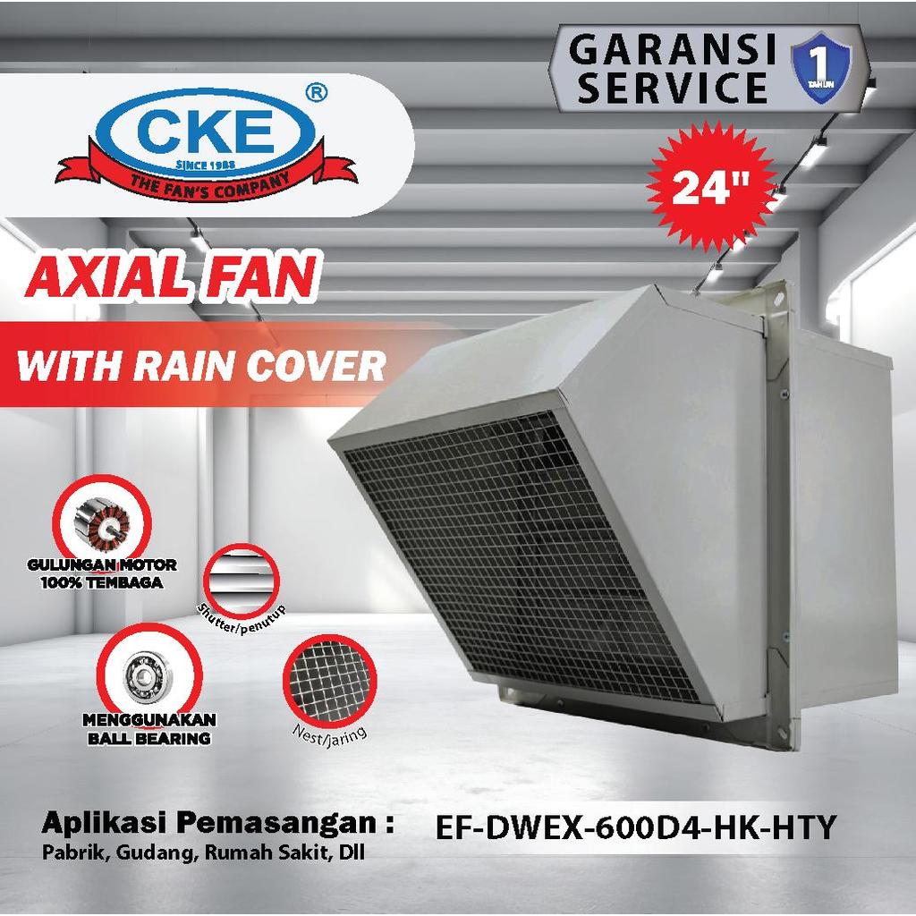 CKE Exhaust Fan 24 Inch with Rain Cover 380V – Kipas Hisap Dinding Tahan Hujan
