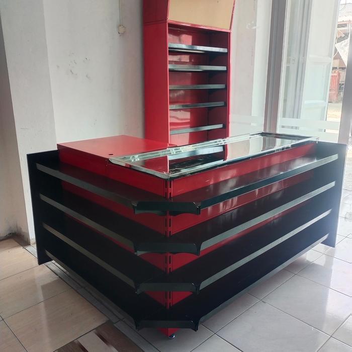 meja kasir minimarket termurah Besi - Type L