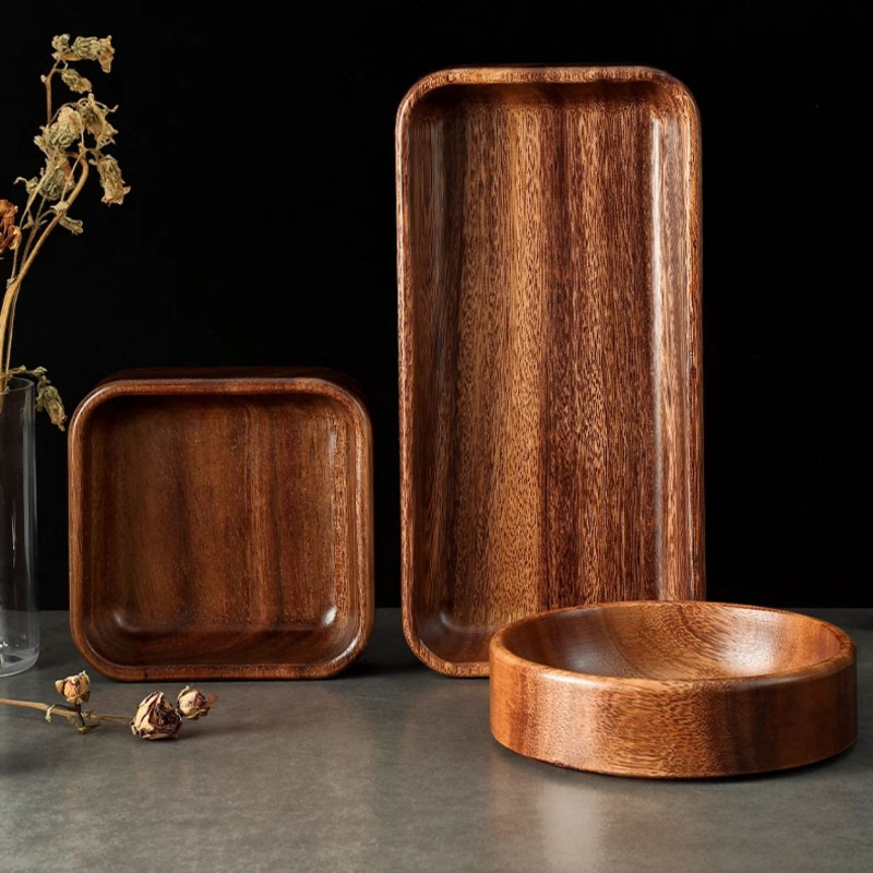 South American Waut Rectangular Tray Japanese-Style Dessert Tray Solid Wood Tea and Fruit Serving Tr