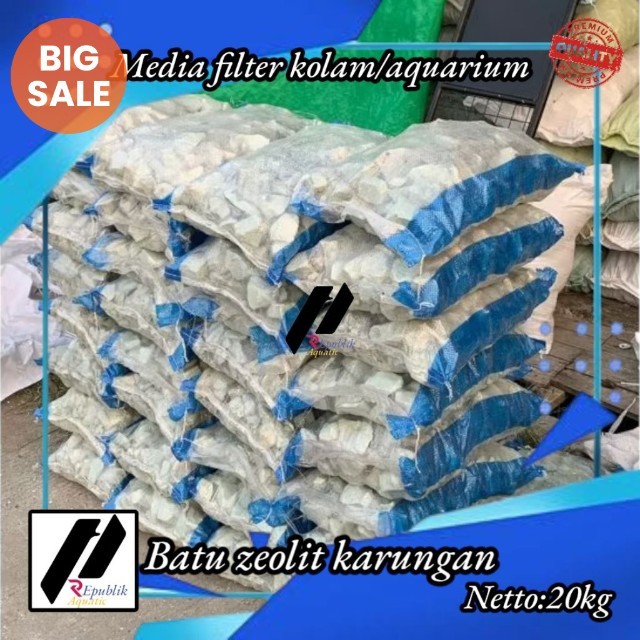 zeolit 20kg media filter kolam koi / zeolit karungan 20kg media filter / zeolit