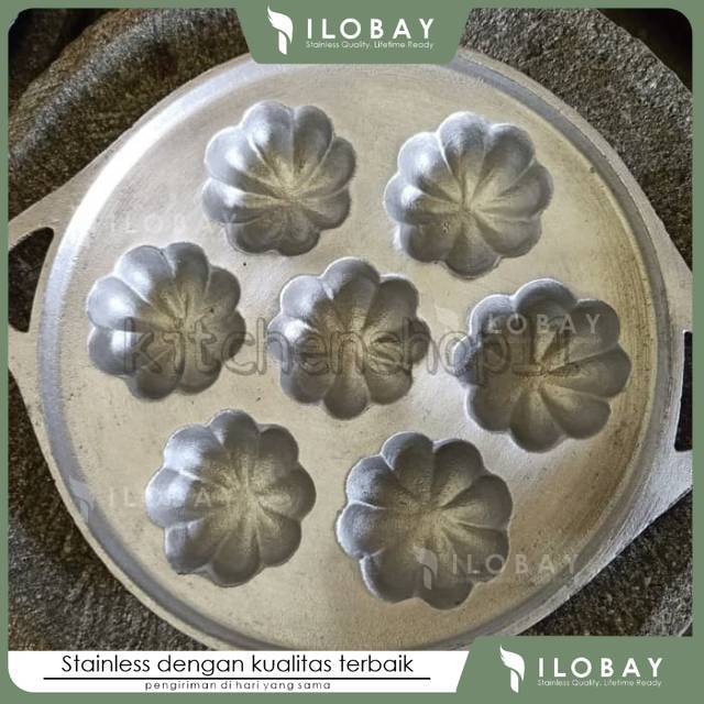 Cetakan kue cubit loyang bolu panggang cubit motif bunga bahan aluminium tebal [ ILOBAY ]