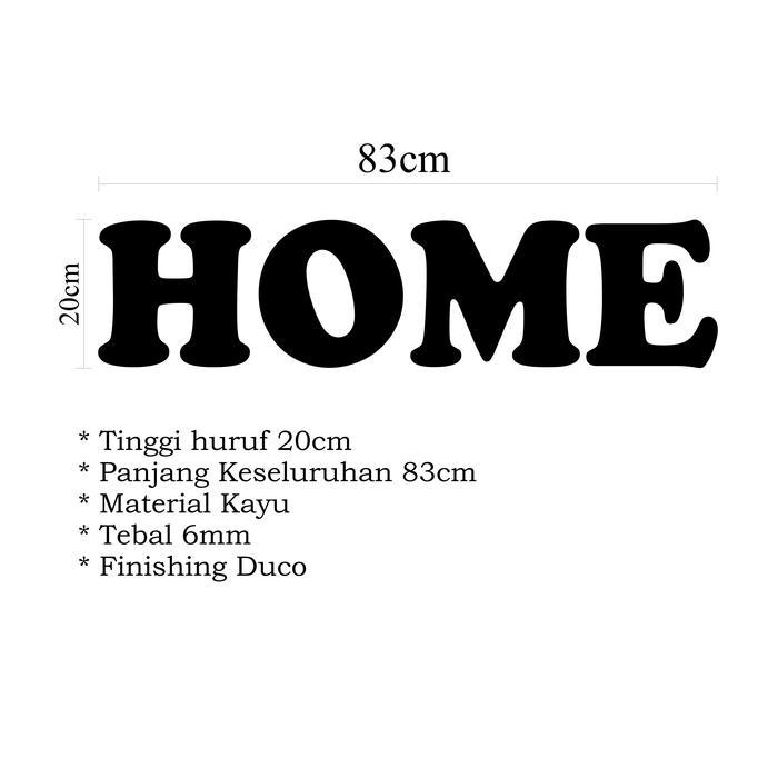 Pajangan Home Huruf Kayu Kayu Dipasang di Dinding - Hitam, HOME