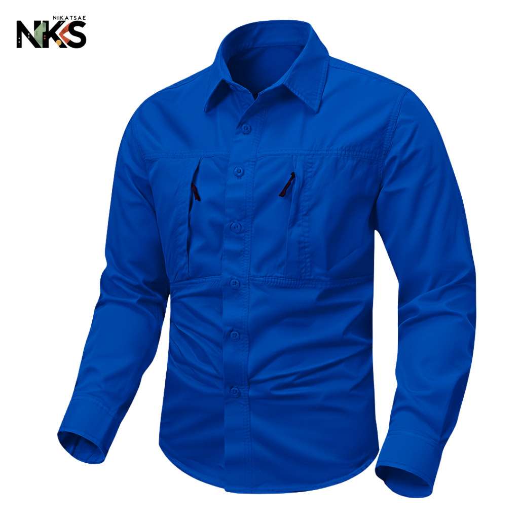 Kemeja Tactical Pria Biru / Kemeja Tactical / Baju Tactical / Kemeja Tactical Lengan Panjang