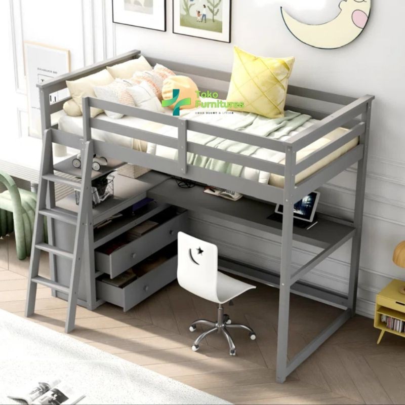 LYODRA Bunk Bed Multifungsi / Rangka Tempat Tidur Tingkat Minimalis Kayu