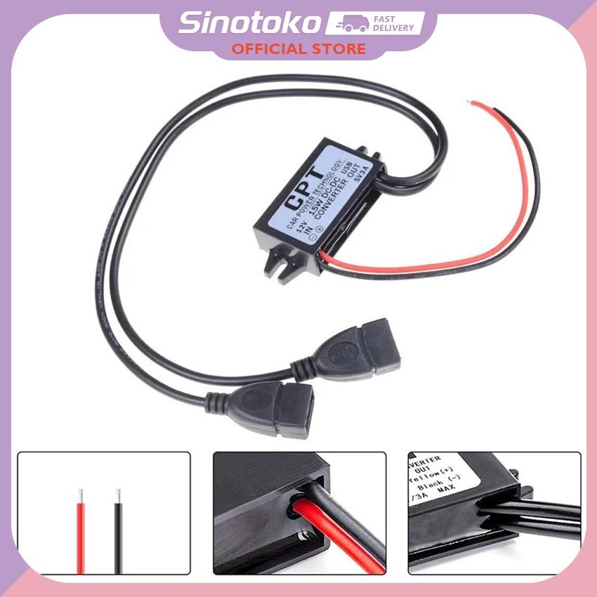 Converter DC-DC Step-Down 12V ke 5V 3A – Efisiensi Tinggi 96%, Tahan Api & Lembap, Mudah Pemasangan 