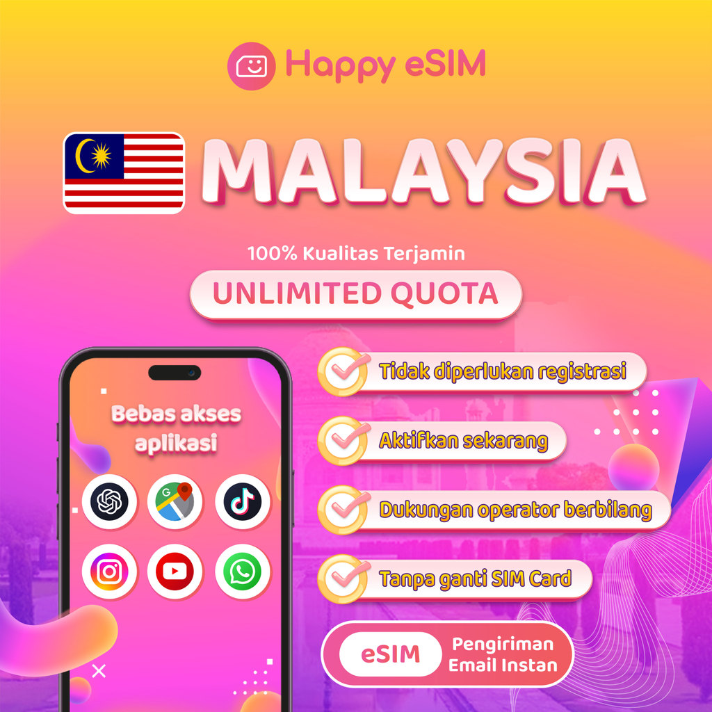 Happyesim eSIM Malaysia Local Internet Daily Unlimited Internet Data| Travel eSIM Malaysia Kuala Lum
