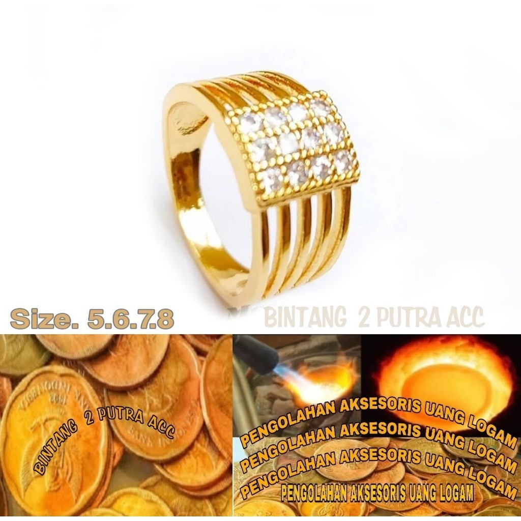 KOIN ASLI Aksesories Perhiasan wanita Terbaru Cincin Koin Lapis Emas Tahan Karat.Cincin Koin 1991
