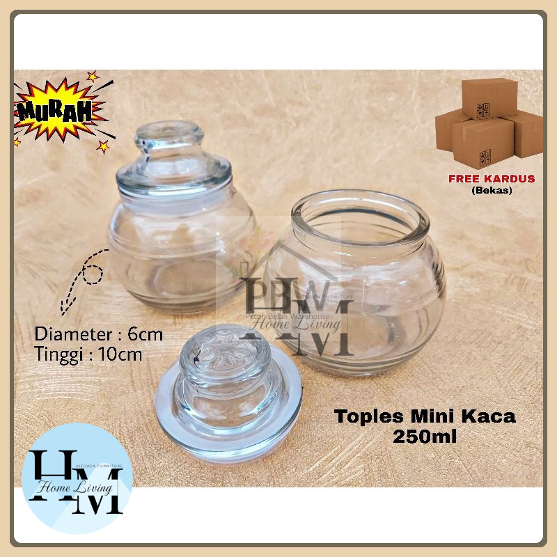 Toples Mini Bulat Kaca / Toples Bumbu / Souvenir Toples Lebaran hari raya