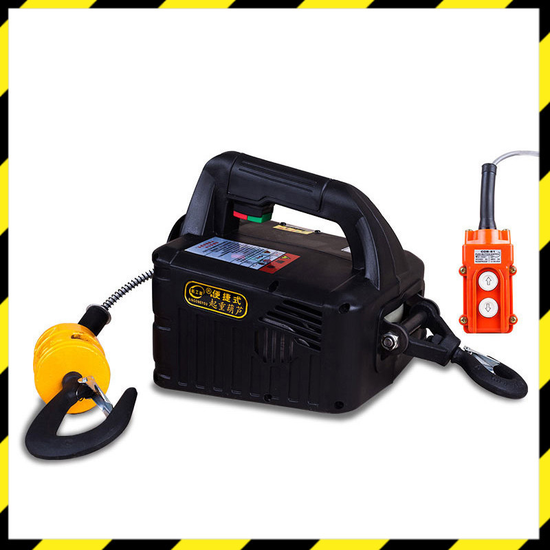 Portable Electric Hoist Household Portable Crane Hand Winch Pull Block Wire Rope Hoist 220V 100kg 20