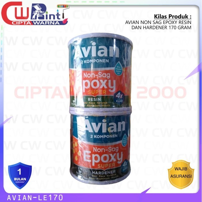 Lem EPOXY Non Sag Avian - Dempul Kapal besi plastik fiber Beton Kayu 170 gram - C1 CWS