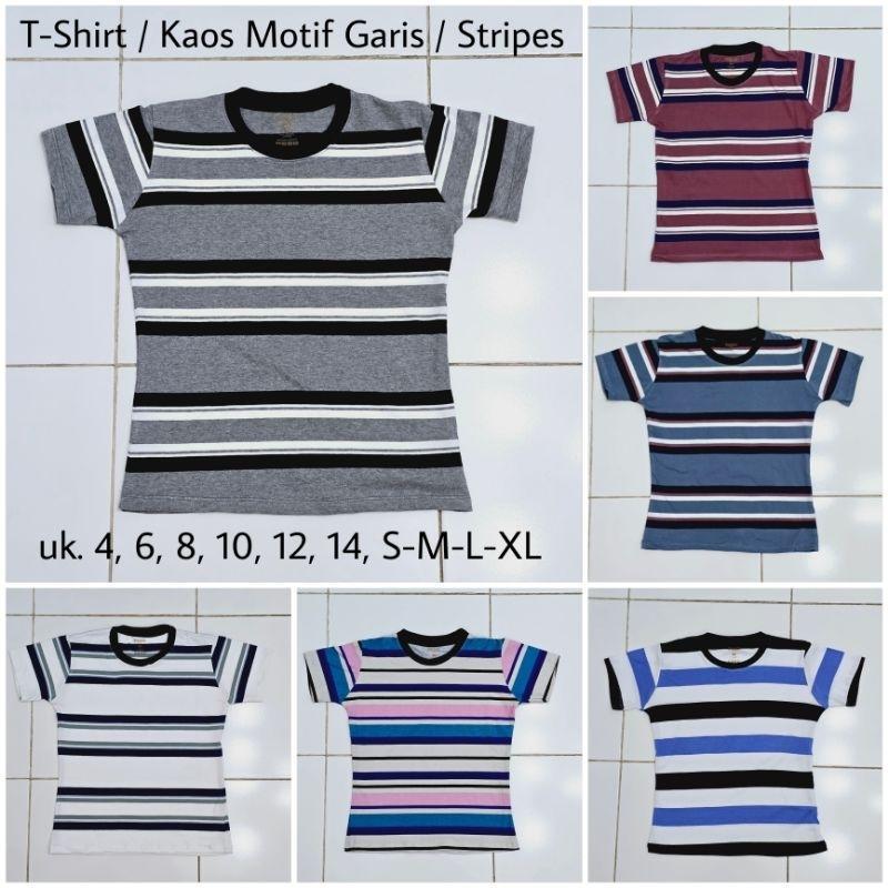 PUFFIN Kaos / T-Shirt Motif Garis/Stripes Katun ukuran Anak - Dewasa | H5