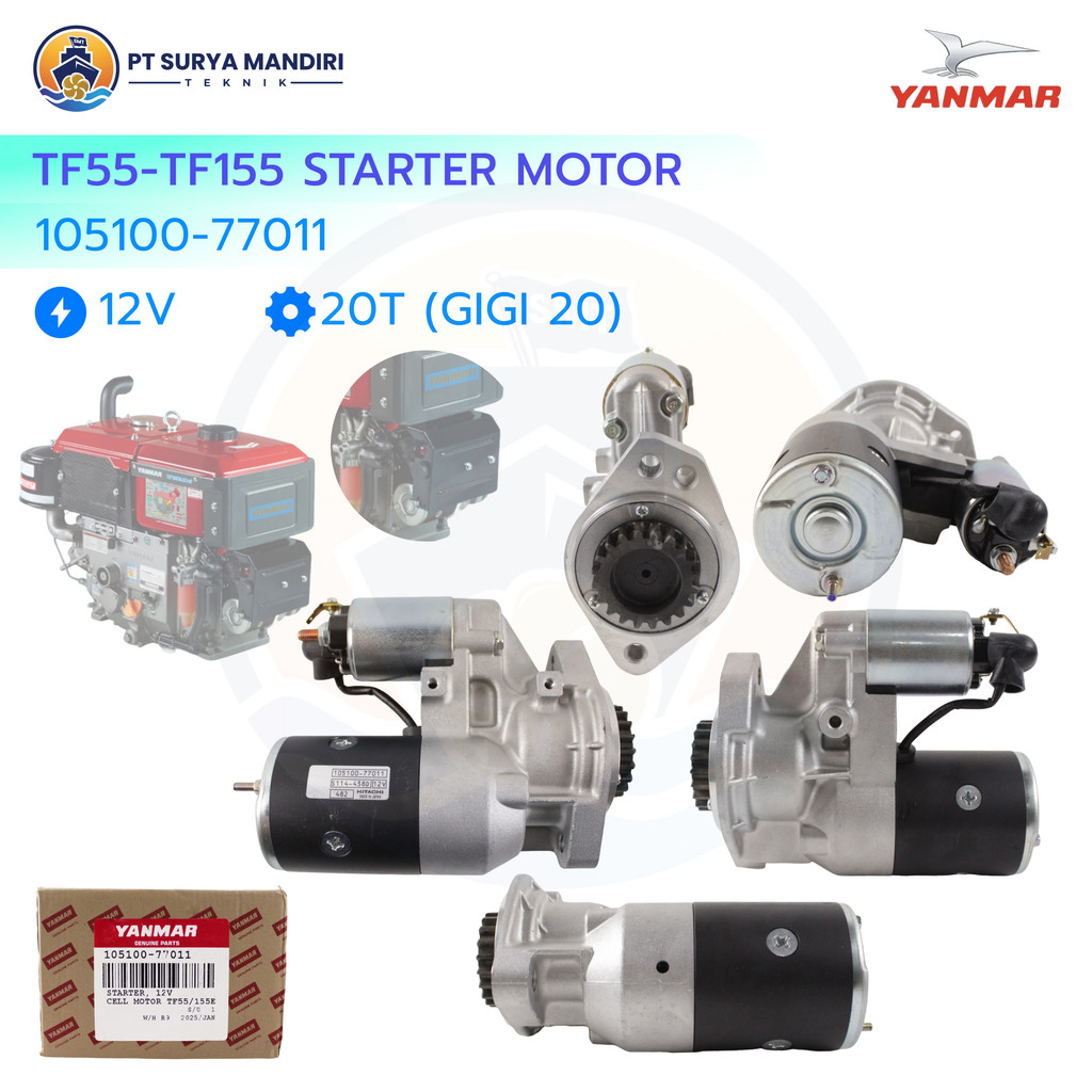 TF55 STARTER MOTOR (TF155) 105100-77011 YANMAR ASLI GENUINE