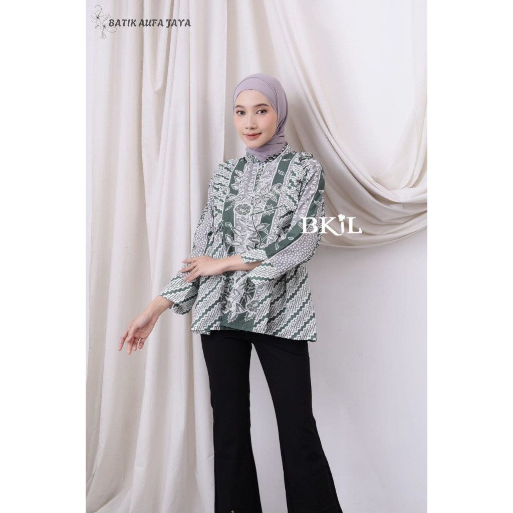 Tunik Batik Kerja Bahan Adem Elegan -Baju Batik Kerja-Tunik Modern-Baju Batik Tunik--Batik Aufa Jaya