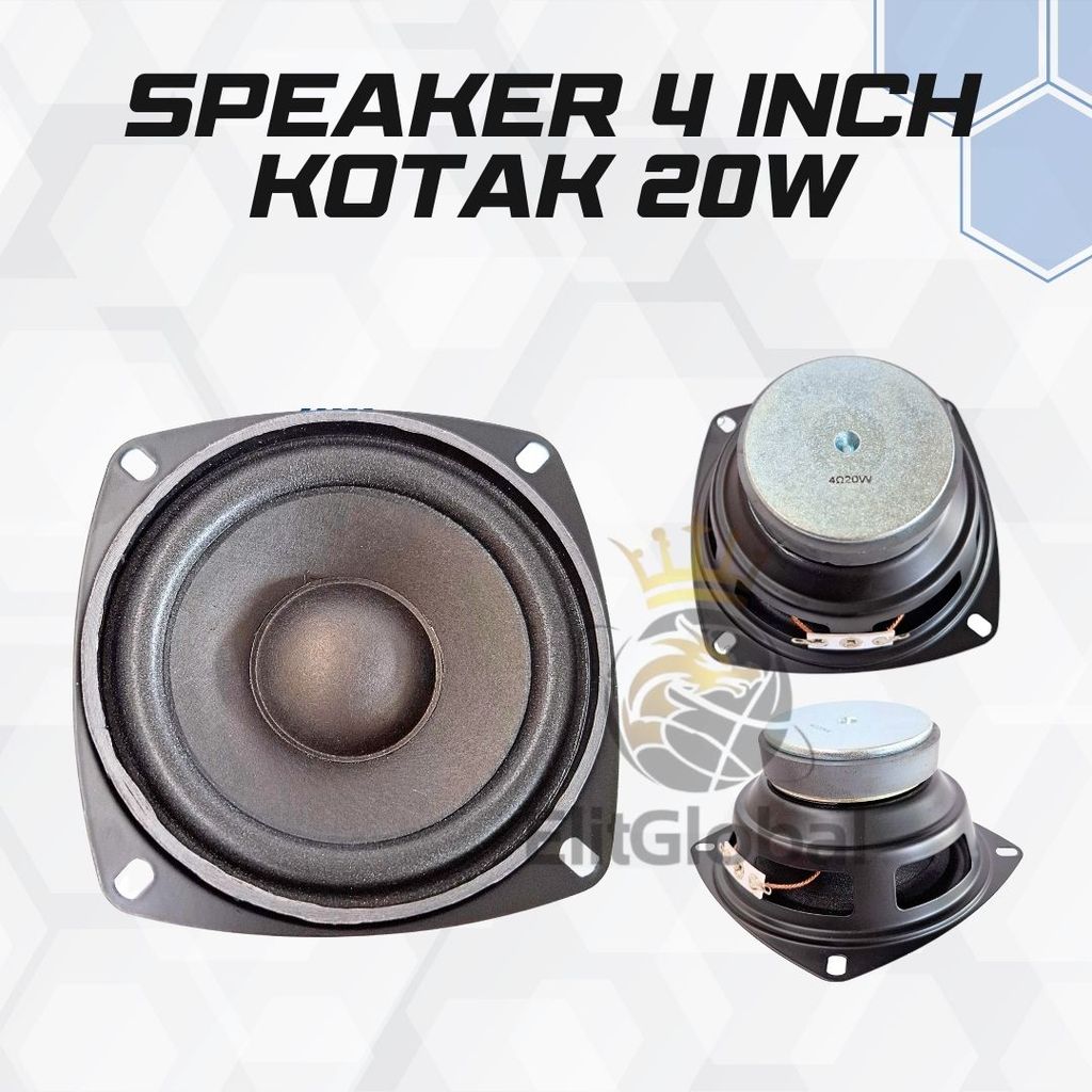 Speaker Woofer 4 Inch 4 Ohm 20 Watt Kotak Hitam Box DIY Audio Profesional