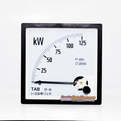 Kilo Watt Meter 125KW 96x96 Analog KW Meter CT 200/5A 3P4W TAB