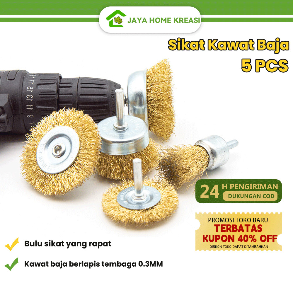 Mata Bor Sikat Kawat Besi 5 Pcs Wire Brush Bor Mangkok Mata Bor Kawat Bor Sikat Kawat Kuningan