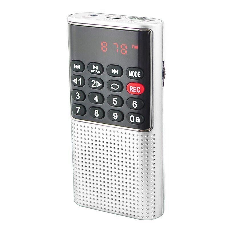 Portable FM Mini Radio Handheld MP3 Walkman Radios Built-In Speaker Display Rechargeable Recorder Fo