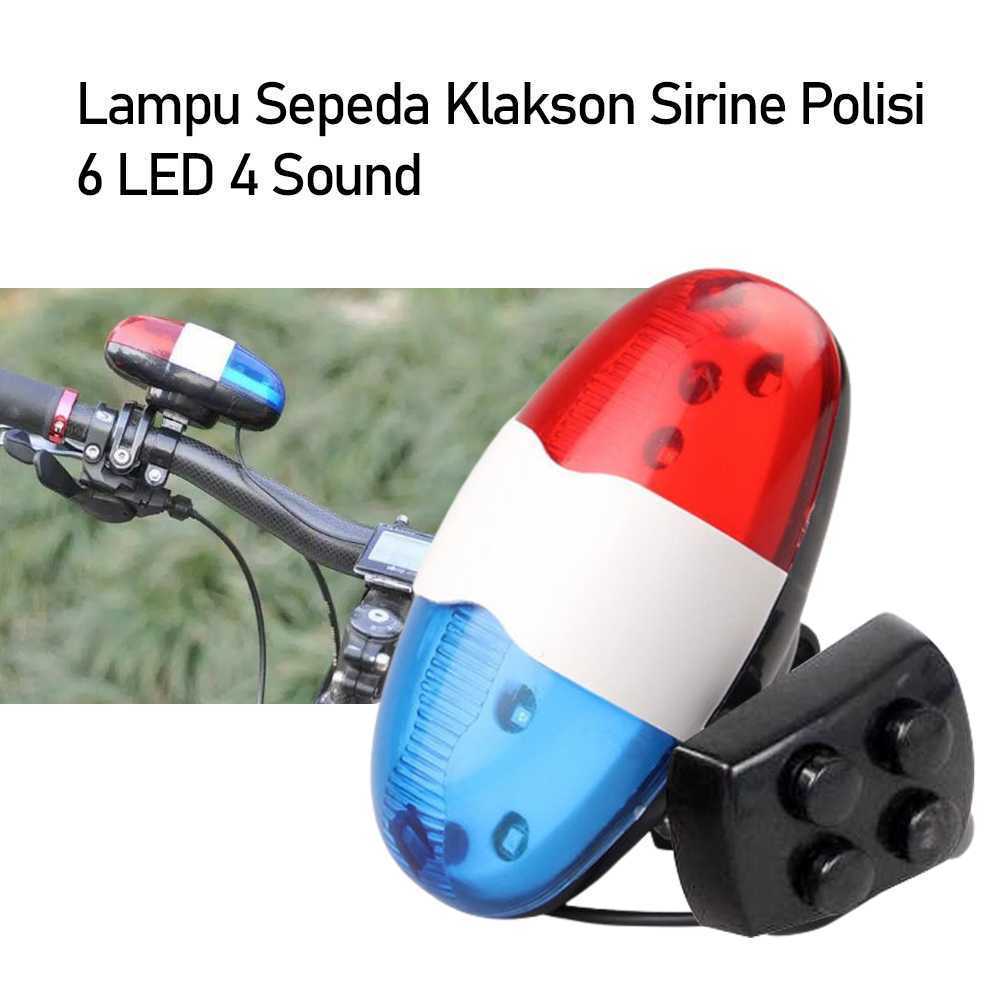 Shoptopia - Lampu Depan Sepeda dengan Klakson Sirine Polisi 6 LED 4 Suara Mode