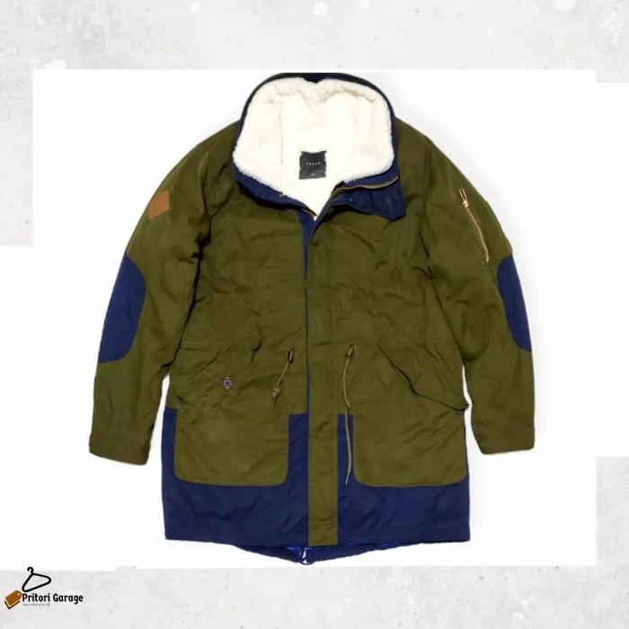 Shearling Parka Coat 2in1 Sherpa Wool Jacket Andew Green Blue Vintage