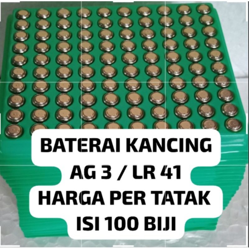 BATERAI KANCING AG3 LR41 ISI 100 BIJI TATAKAN  HIJAU MERK SODA