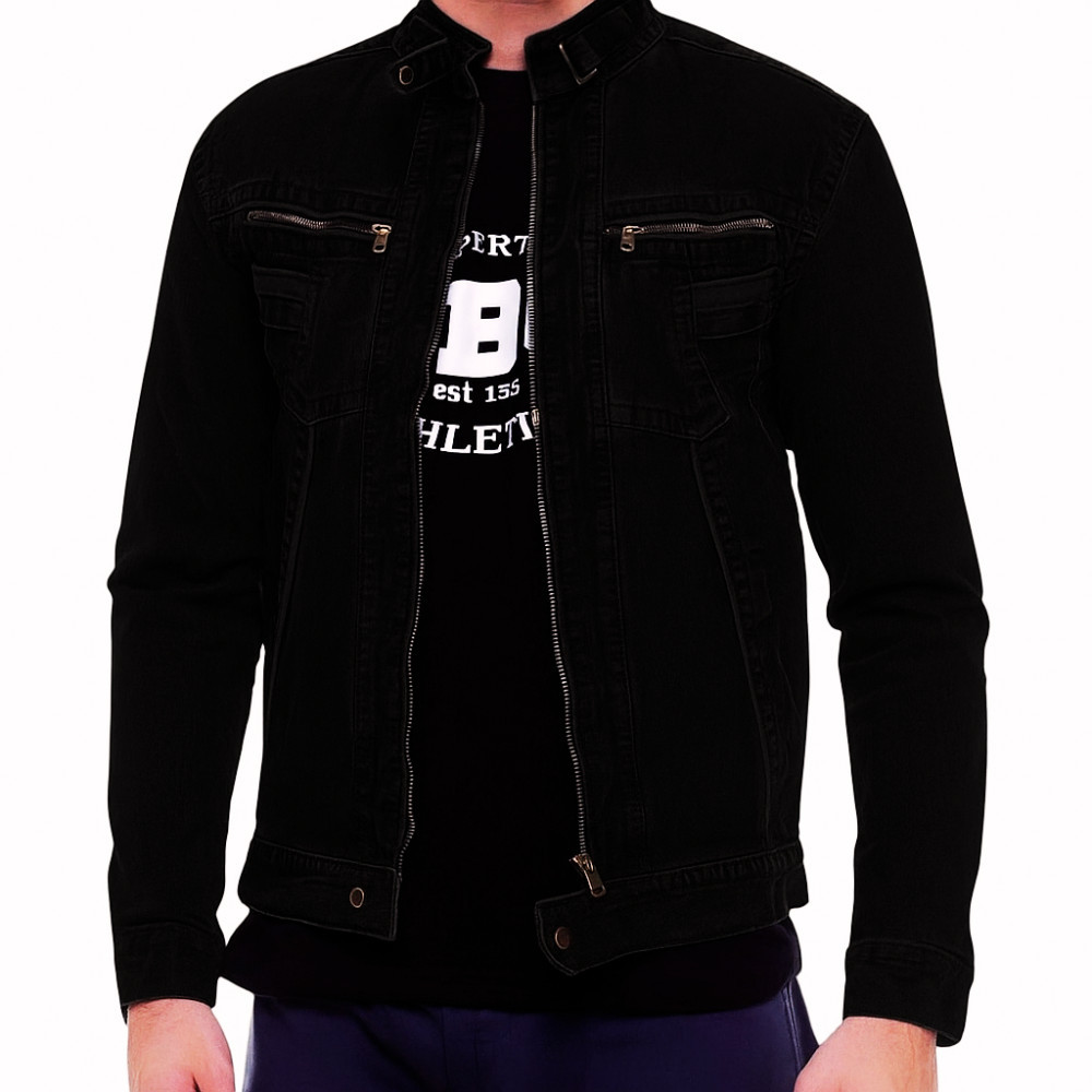 GRS.co Jaket Jeans Pria Denim Kerah Seleting Premium Jumbo