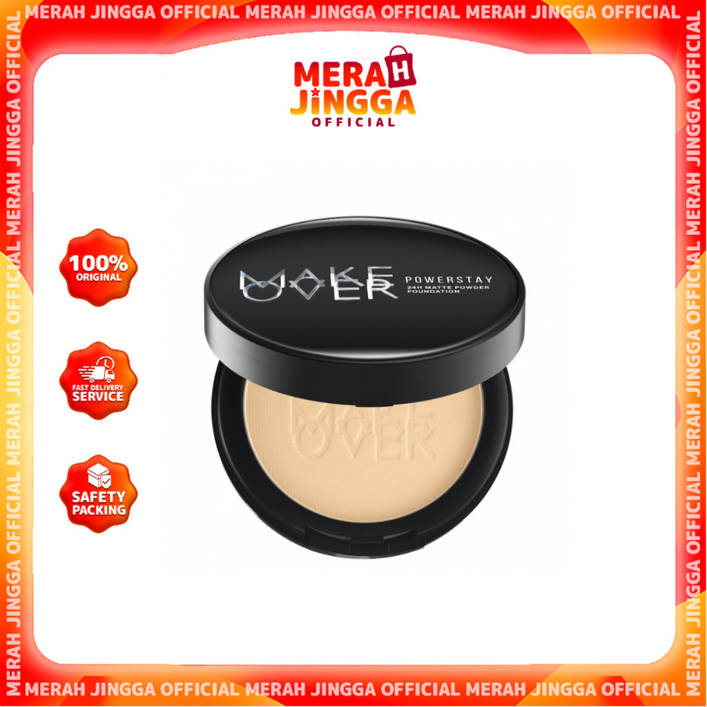 MAKE OVER Powerstay 24H Matte Powder Foundation - Bedak Padat | Merah Jingga Official