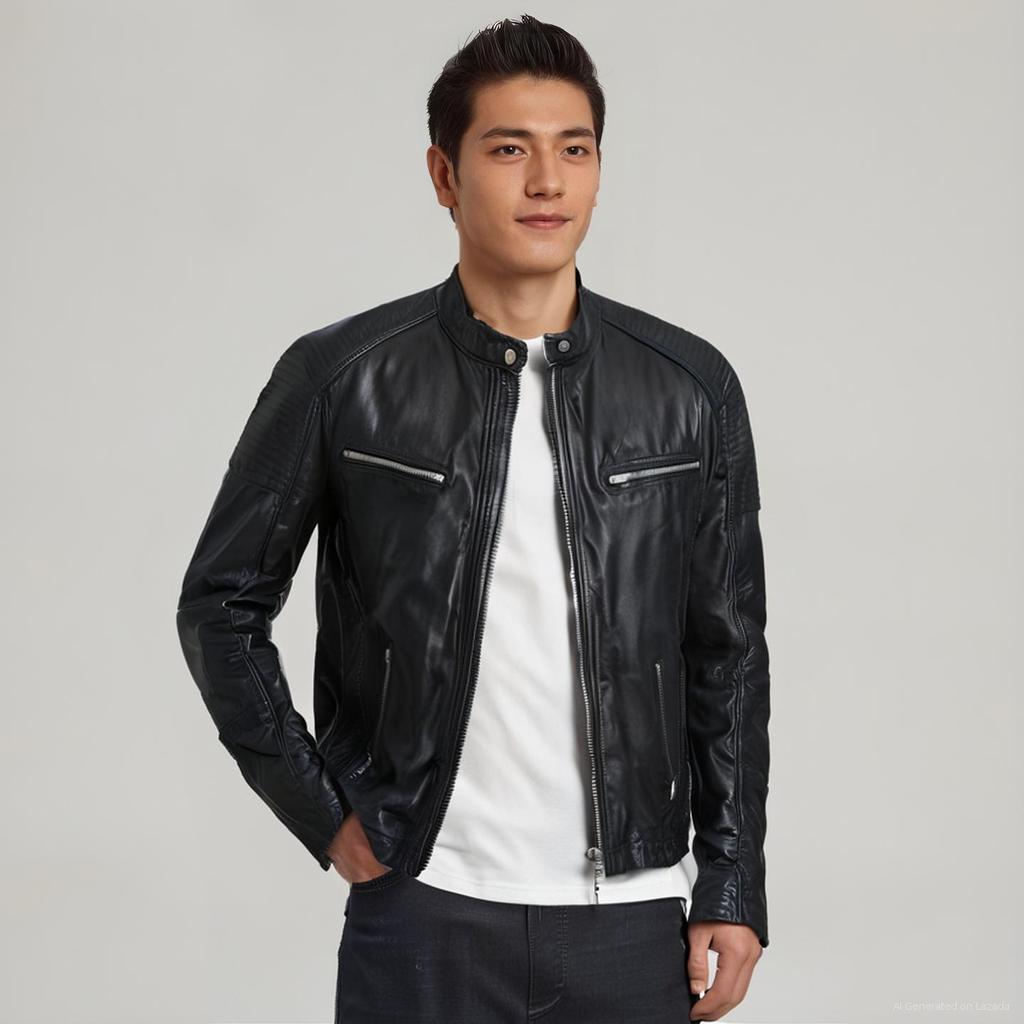 Jaket kulit Pria Rock n Blue Italy Preloved Pribadi pakai 1x