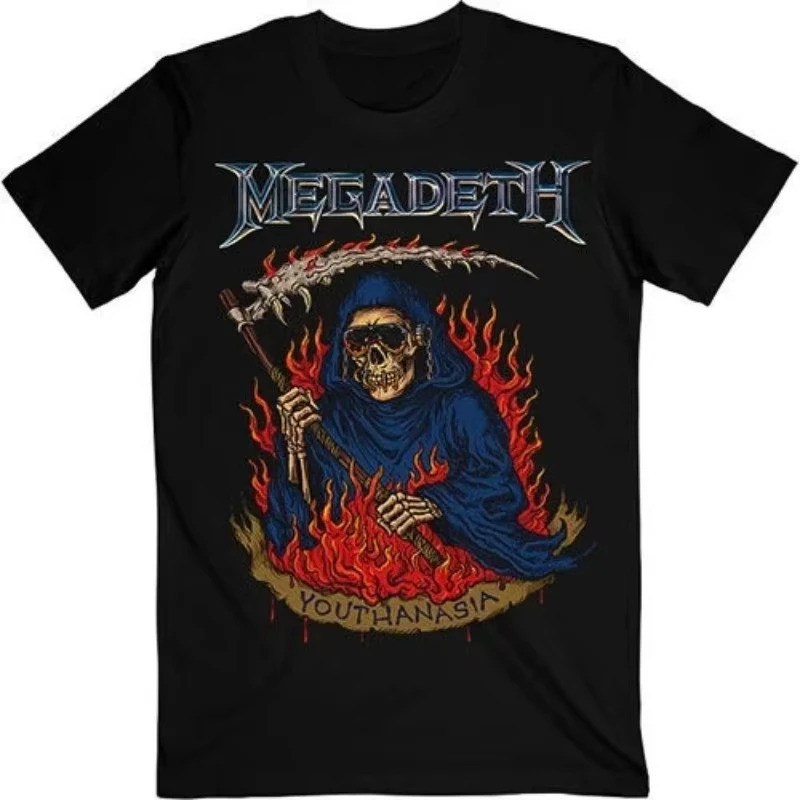 gaya jalanan Kemeja Api Vintage Amerika Megadeth YouTHASIA Kaos Pria Musim Panas Fashion Vintage Bar