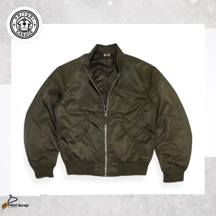 MA-1 Military Bomber Puffer Jacket Uniqlo U Green Army Color Vintage L
