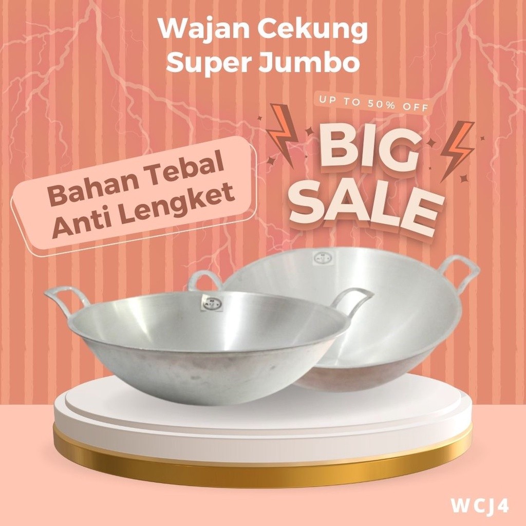 WCJ4 - Wajan cekung jumbo / wajan cekung tebal / wajan cekung anti lengket / wajan cekung no 24 / wa