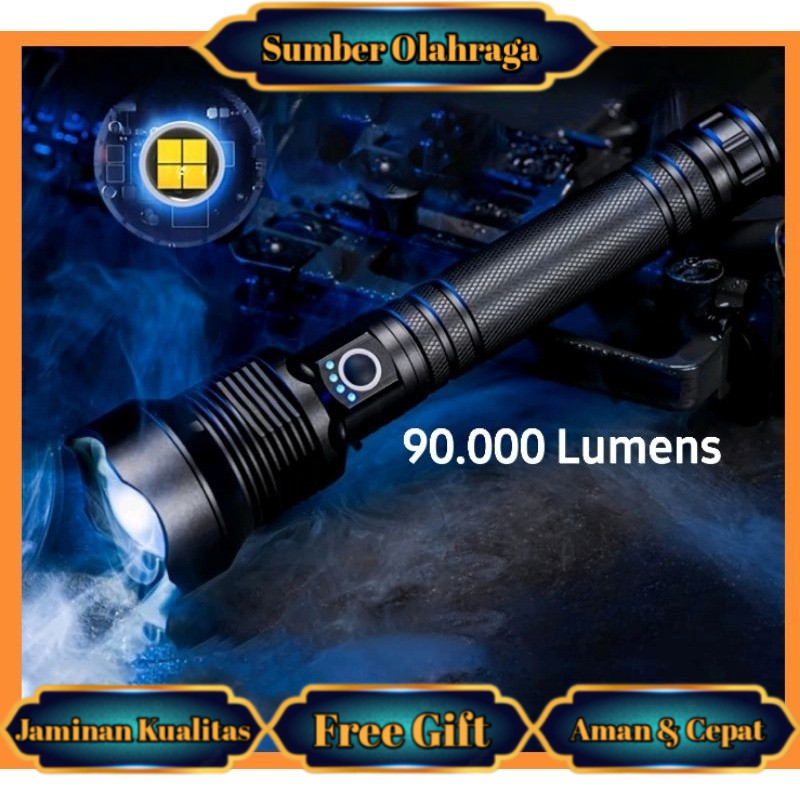 [100% ORIGINAL TAFFWARE ] Senter LED Flashlight USB Rechargeable XHP90