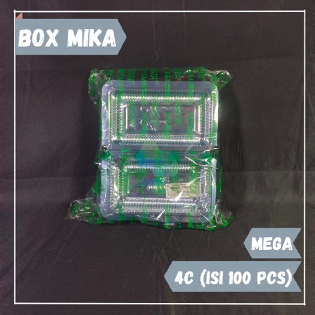 Plastiora Box Mika Plastik Mega 4C isi 100pcs / Mika Rujak / Mika Sedang 13,5x7,5x3,5cm