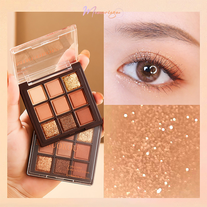 COD- Eyeshadow Palette 9 Warna Coklat Butter Seri Matte Glitter Korea Palet Eye Shadow Pearly Lustre