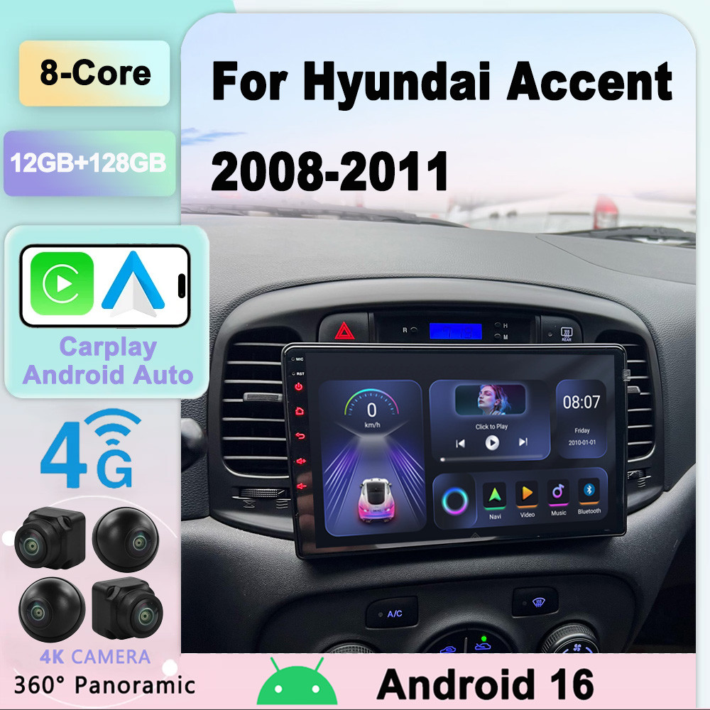 Android 16 Car Rao For Hyundai Accent 2008 2009 2010 2011 Multimea Video Player Auto Stereo GPS Navi