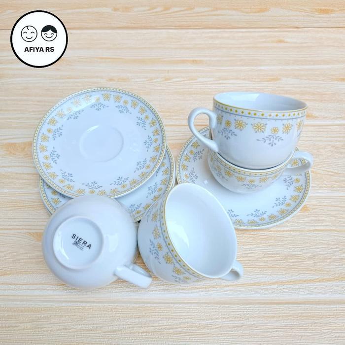 Cangkir Kopi Teh Keramik Motif Gold Siera - 1 LUSIN