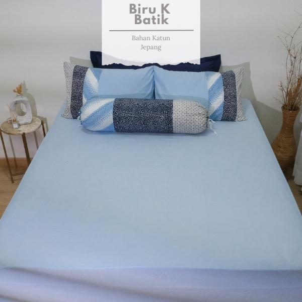 [SALE] Soulmate Sprei Katun Jepang King Size 180x200 Tinggi 40cm - Biru K batik