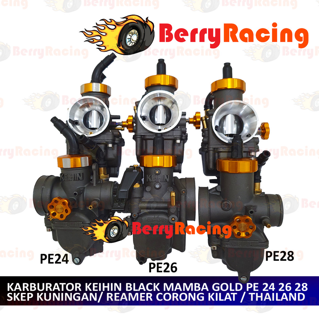 BIG PROMO (BISA COD) KARBURATOR KEIHIN OEM PE 24 26 28 BLACK MAMBA WARNA RED GOLD CNC THAILAND KARBU