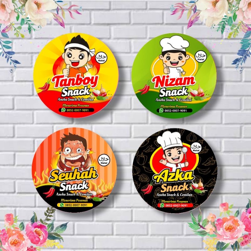 ( isi 100 pcs ) Stiker Label Snack Stiker Label Kemasan Stiker Snack Stiker Jajanan Stiker Basreng S