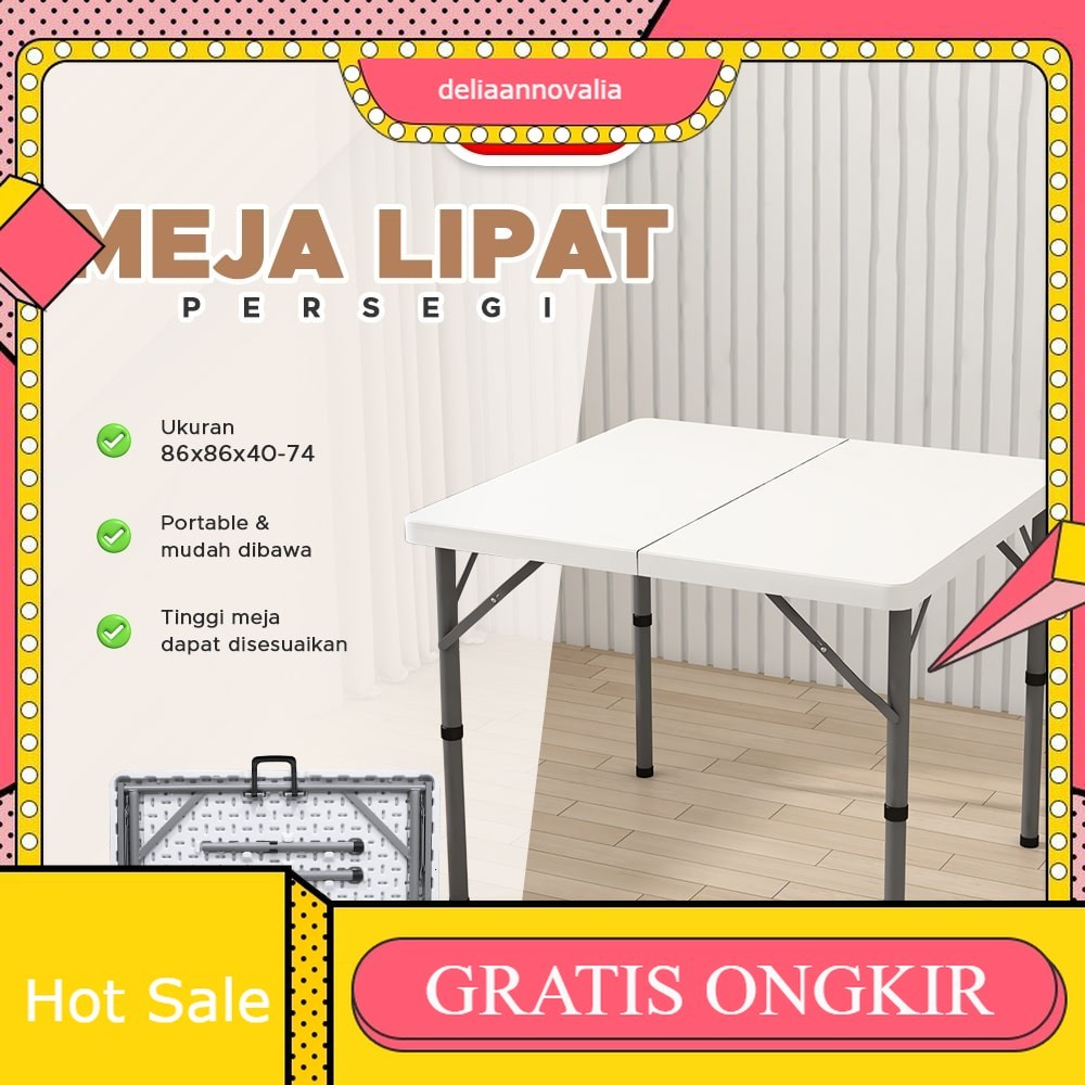 Meja Lipat Plastik Indoor Outdoor Piknik Pameran Serbaguna Besar Meja Kantor Portable Meja Makan 038