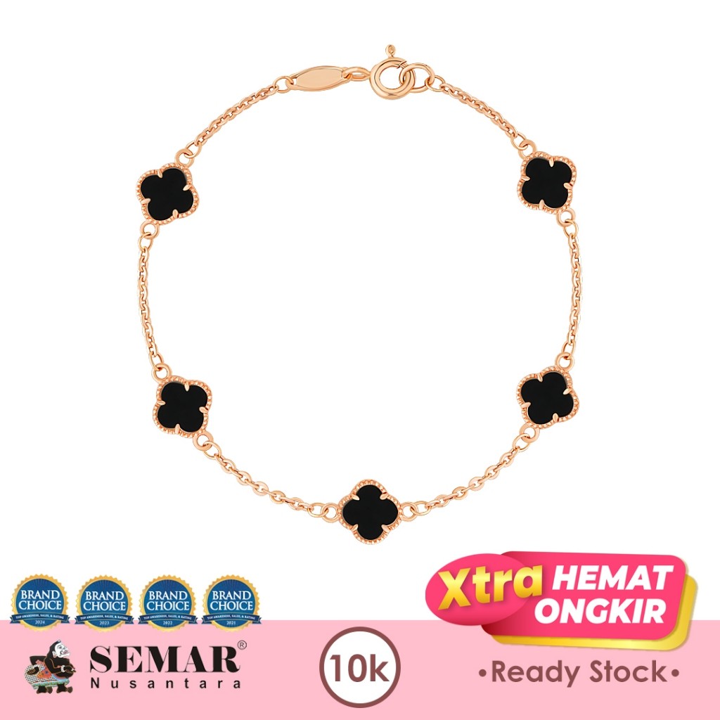 Gelang Emas Black And White Clover Gold 10K Semar Nusantara