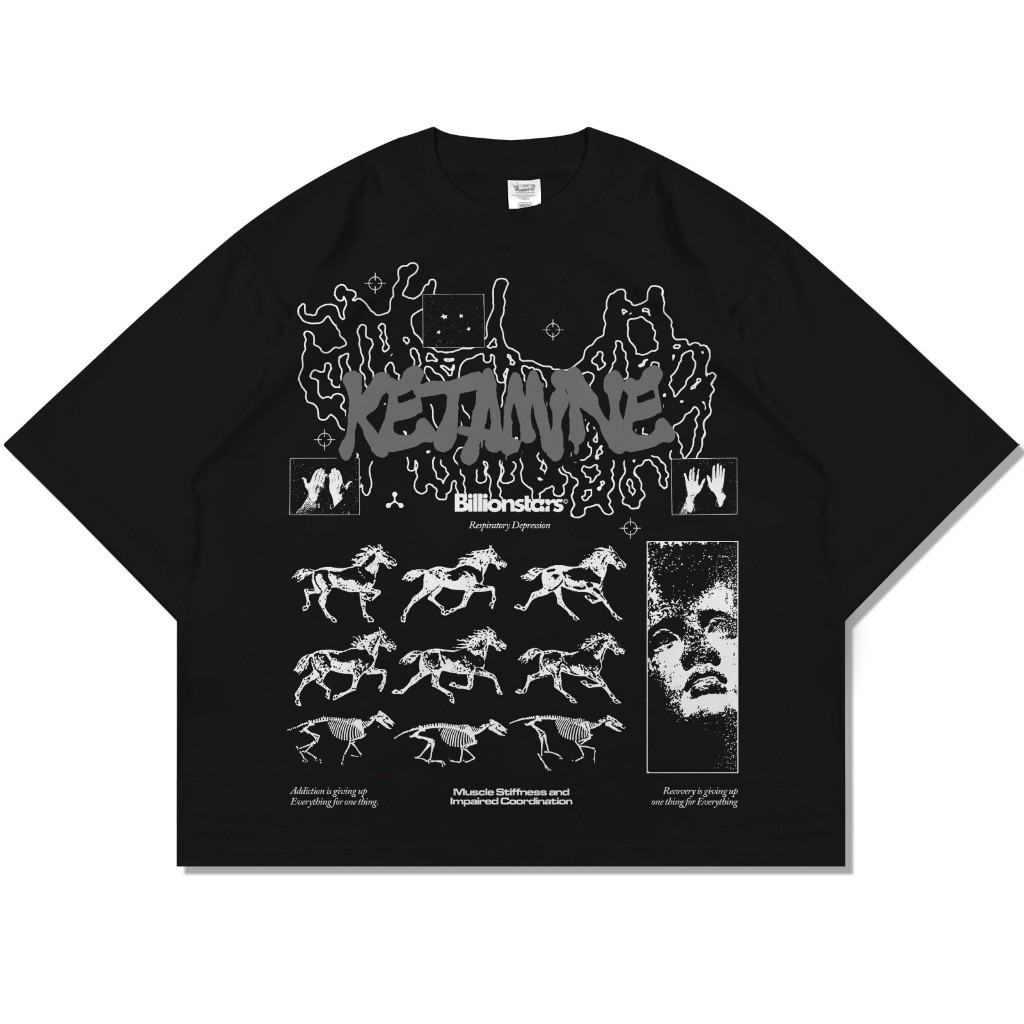 COD Billionstars Kaos Oversize Boxy Fit Ketamine Hitam Pria dan Wanita